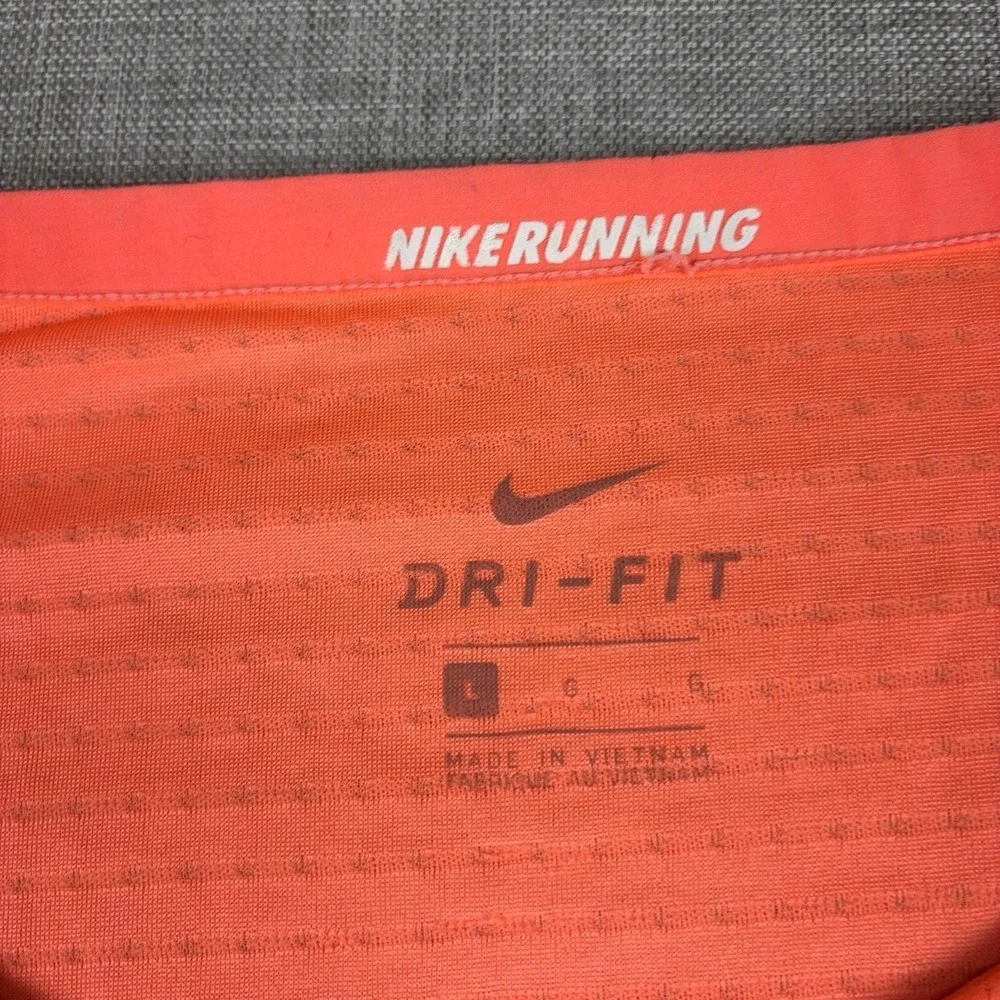 Nike Dri-FIT Shirt Mens Large Orange Short Sleeve Mesh Running Reflective